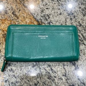 Coach Long wallet all leather good condition used minor wear A